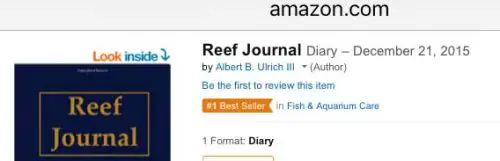 Screenshot from Amazon.com that shows Reef Journal # 1 Best Seller